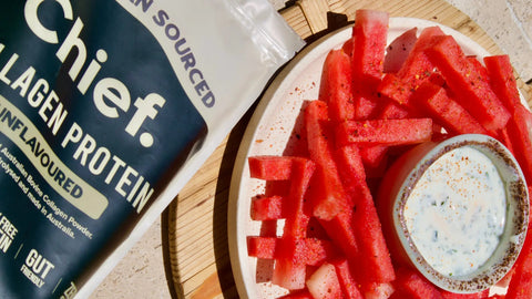 Watermelon-Fries-with-Feta-Collagen-Dipping-Sauce Chief Nutrition